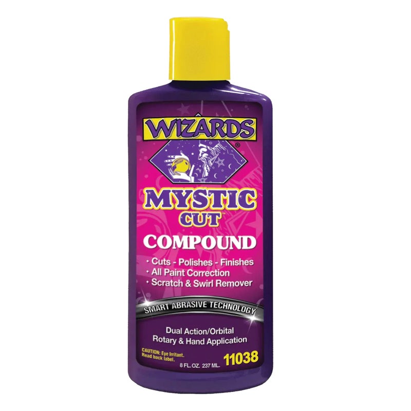 Wizards Mystic Cut Smart Abrasive for Auto Detailing Supplies - No Mess Scratch Remover for Vehicles - Water Based Cutting Compound - Removes Swirls, Defects, Fading, Water Spots - 8 oz - Image 1